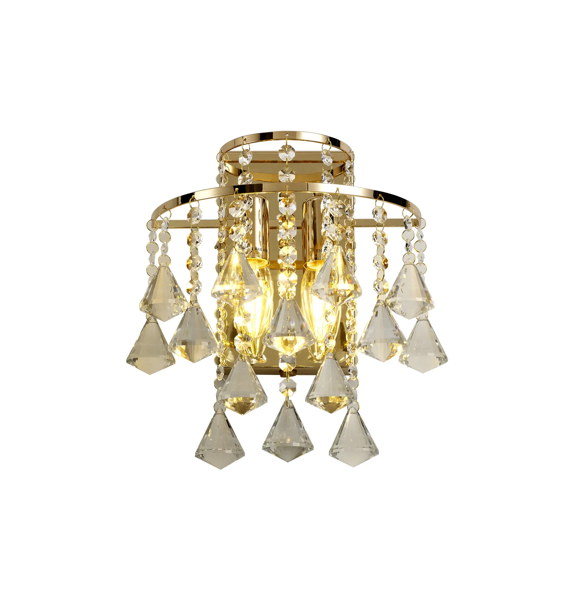 Inina French Gold Crystal Wall Lights Diyas Flush Wall Lights